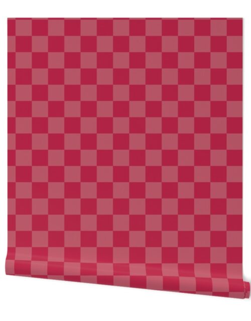 2 inch check Faded Magenta  and Viva Magenta  Check Checkerboard Wallpaper