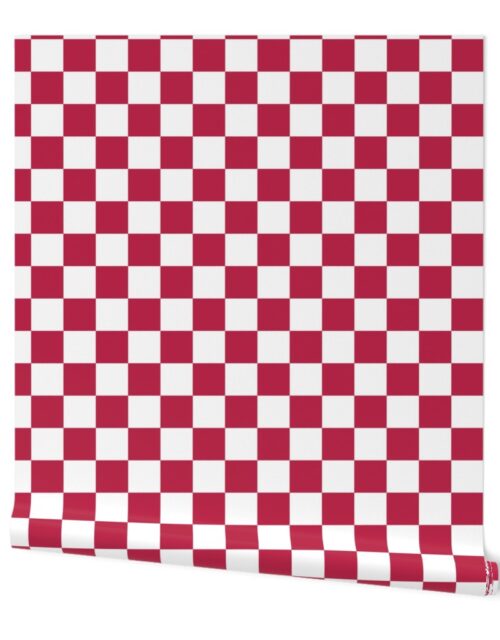2 inch White  and Viva Magenta  Check Checkerboard Wallpaper