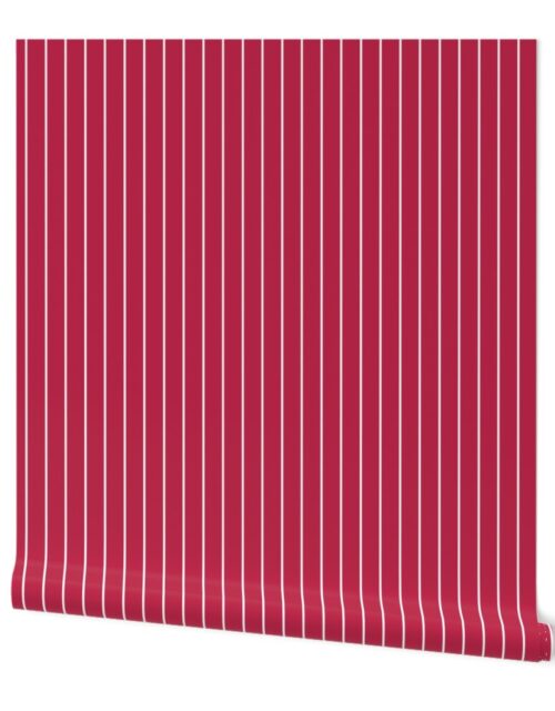 1 Inch Viva Magenta  with White Pin Stripes Wallpaper