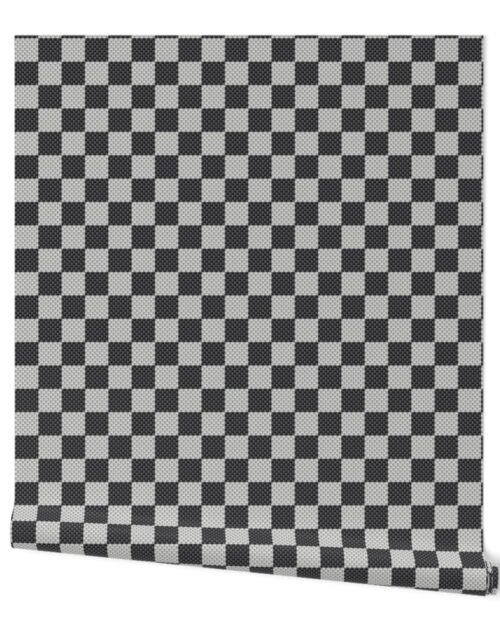 Black and White Checkerboard Carbon Fiber Pattern Wallpaper