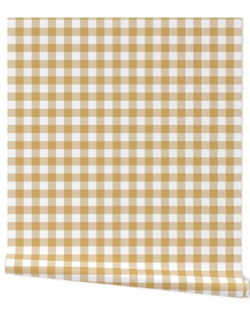 Honey Yellow and White Gingham Check Wallpaper