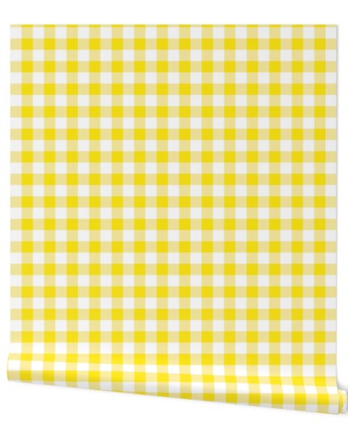 Lemon Lime Yellow and White Gingham Check Wallpaper