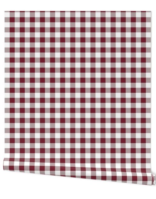 Wine  and White Gingham Check Wallpaper
