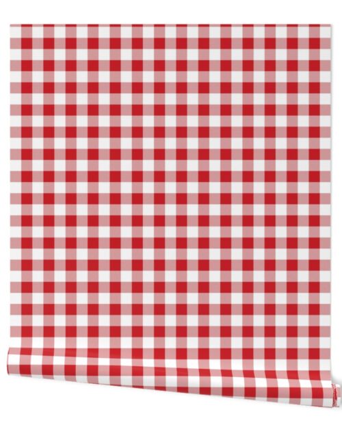Poppy Red  and White Gingham Check Wallpaper