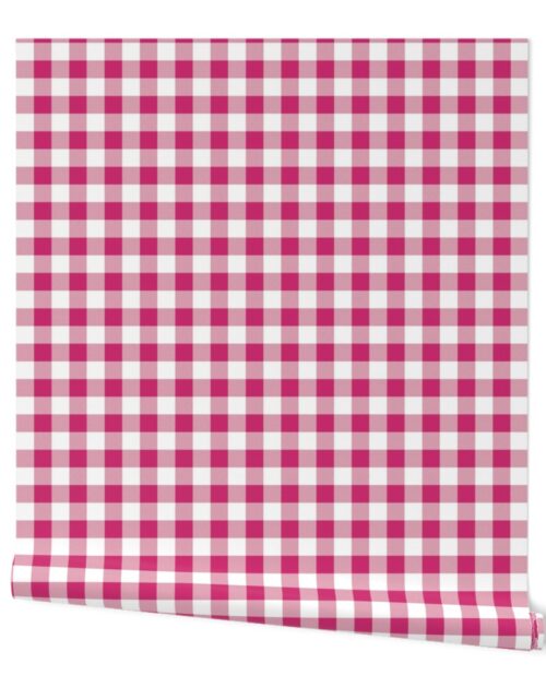 Bubble Gum and White Gingham Check Wallpaper