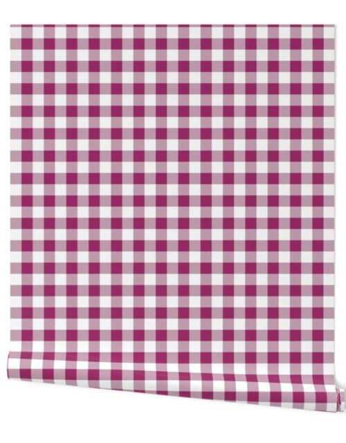 Berry and White Gingham Check Wallpaper