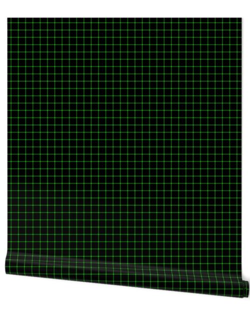 Small Matrix Optical Illusion Grid in Black and Neon Green Wallpaper