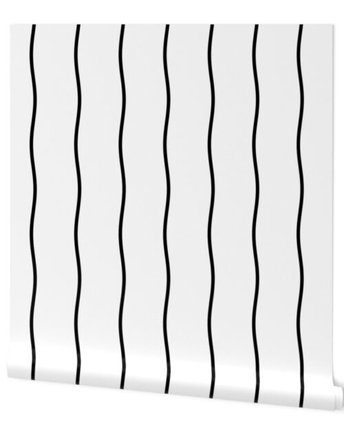 Single Squiggly Black Lines on White Wallpaper