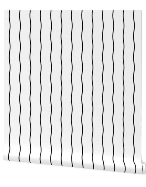 Small Double Squiggly Black Lines on White Wallpaper
