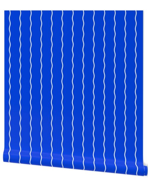 Small Double Squiggly White Lines on Blue Wallpaper
