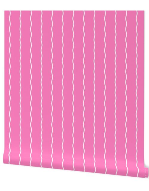 Small Double Squiggly White Lines on Pink Wallpaper