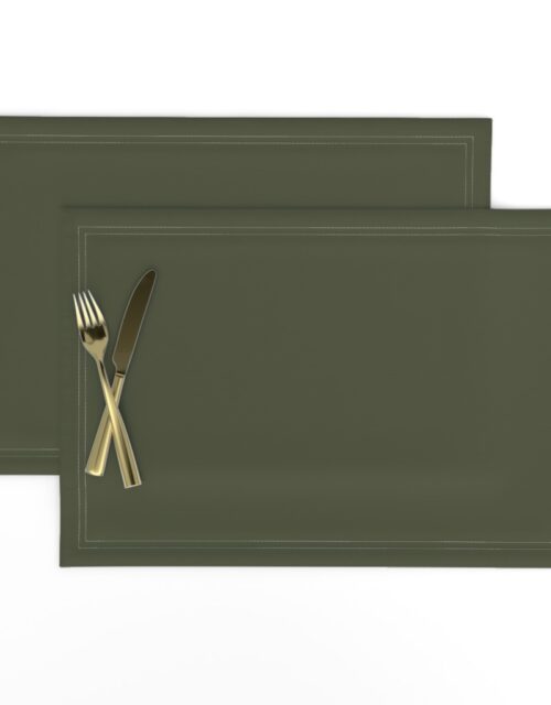Zelensky Green Military Olive Drab Khaki Green Solid Coordinate Placemats