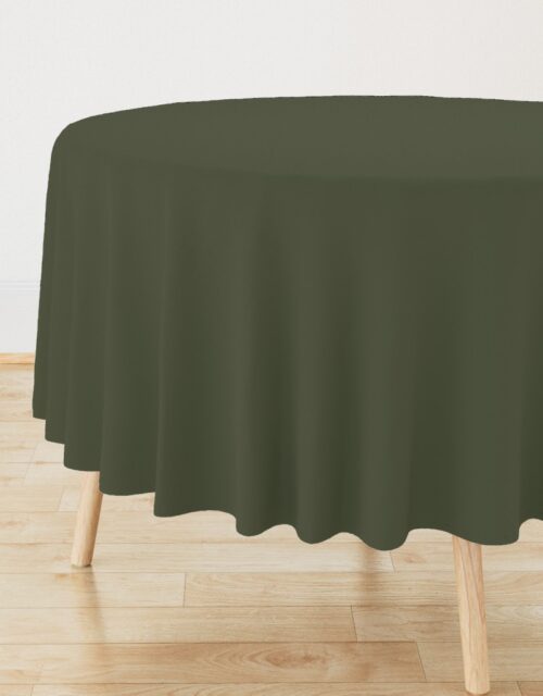 Zelensky Green Military Olive Drab Khaki Green Solid Coordinate Round Tablecloth