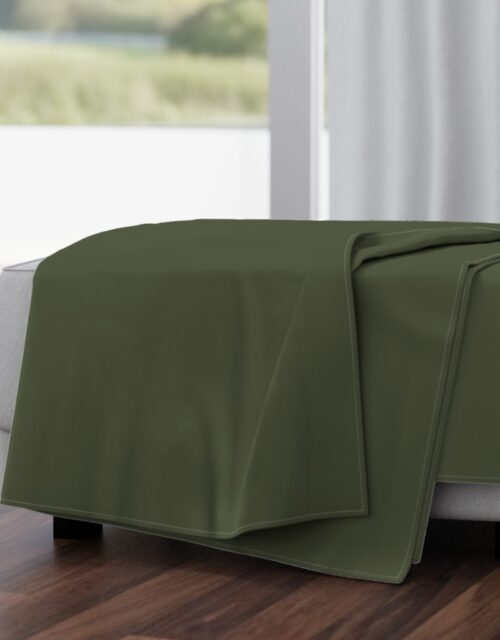 Zelensky Green Military Olive Drab Khaki Green Solid Coordinate Throw Blanket