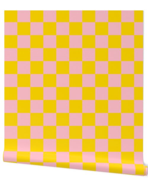 GPT Pink and Gold Checkerboard Square Pattern Wallpaper