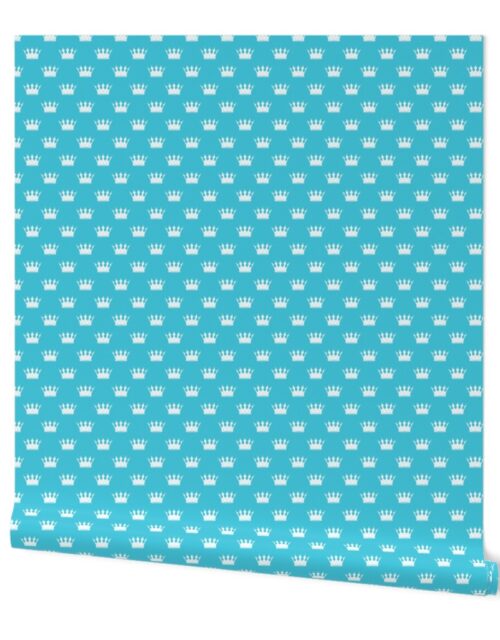 Mini Turquoise with Pale Grey Crowns Turquoise Wallpaper