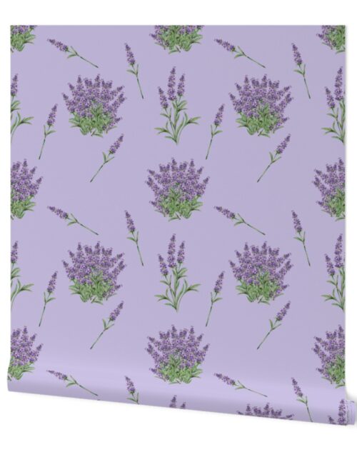 Lavender Floral Sprig on  Lilac Wallpaper