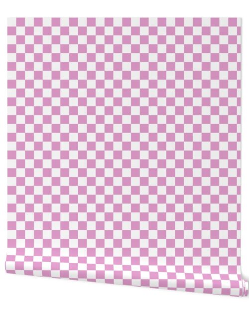 One Inch Checks in Springtime Pink and White Wallpaper