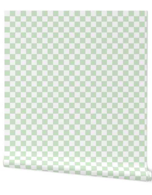 One Inch Checks in Springtime Mint and White Wallpaper