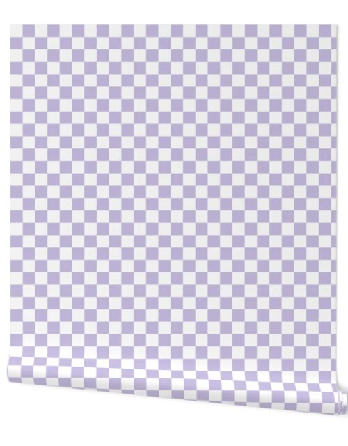 One Inch Checks in Springtime Lavender and White Wallpaper