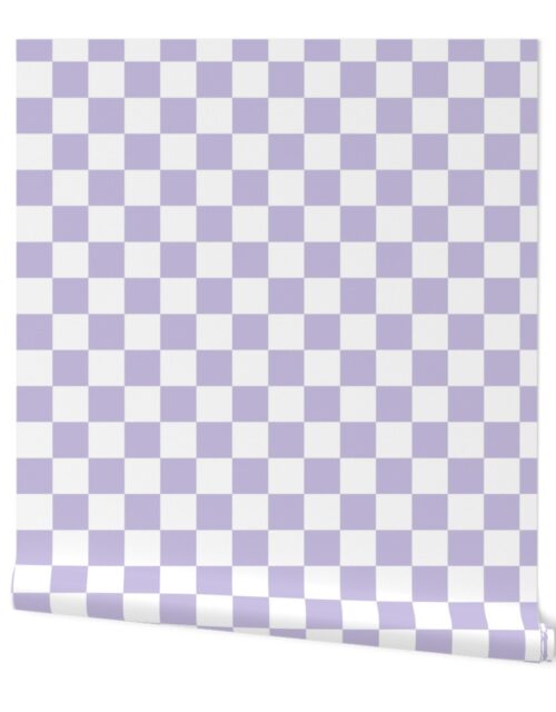 Two Inch Checks in Springtime Lavender and White Wallpaper