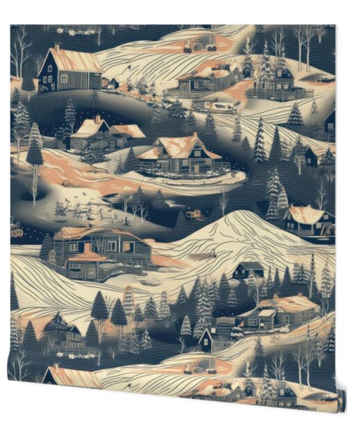 Vintage Ski Slope Grey Wallpaper
