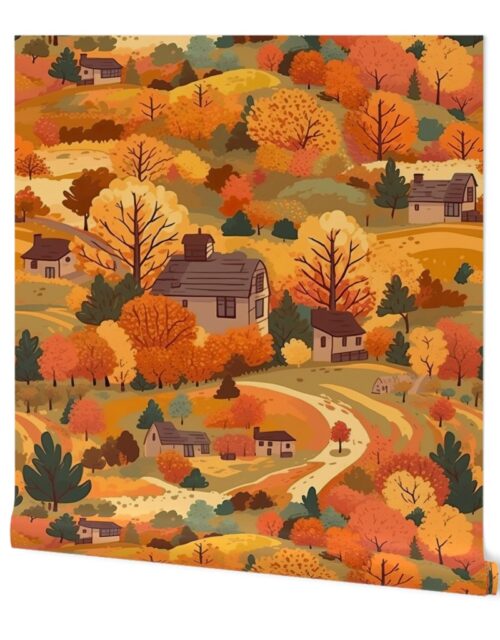 Vintage New England Country Autumn Wallpaper