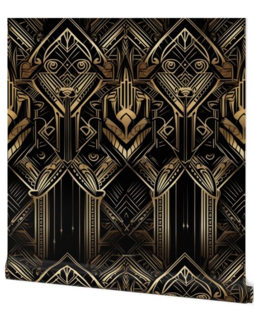 Art Deco Geometric Arches in Gold and Black Wallpaper