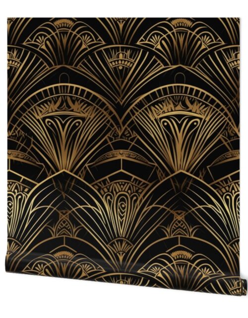 Art Deco Geometric Patterns in Gold and Black Wallpaper