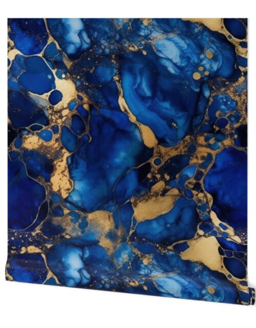 Cobalt Blue and  Gold Alcohol Ink 1 Wallpaper