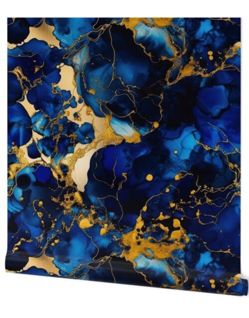 Cobalt Blue and  Gold Alcohol Ink 2 Wallpaper