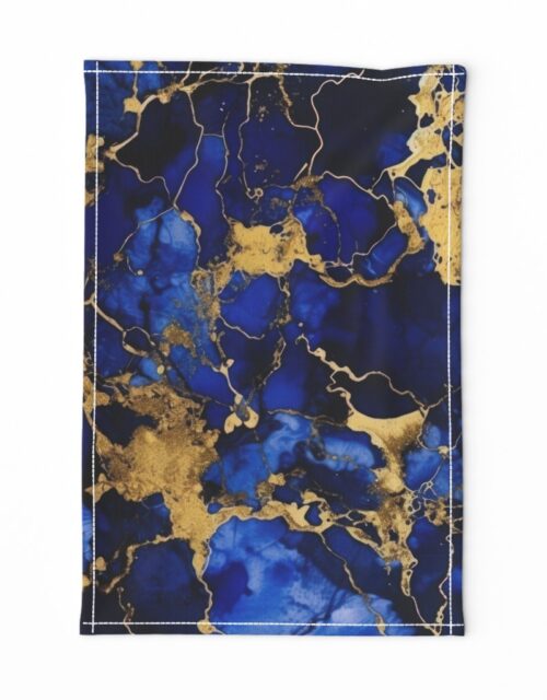 Cobalt Blue and  Gold Alcohol Ink 3 Tea Towel