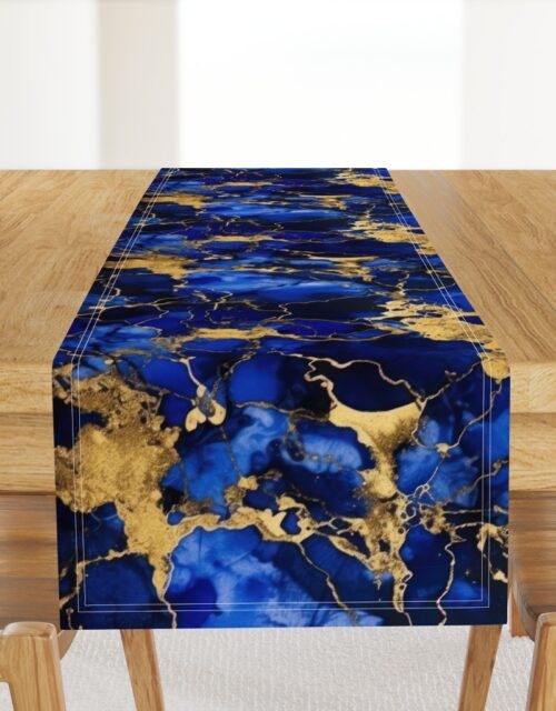 Cobalt Blue and  Gold Alcohol Ink 3 Table Runner