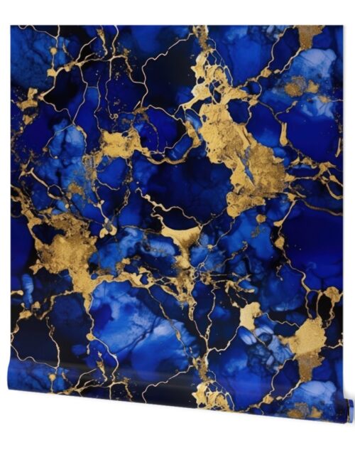 Cobalt Blue and  Gold Alcohol Ink 3 Wallpaper