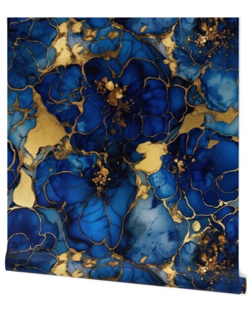 Cobalt Blue and  Gold Alcohol Ink 4 Wallpaper