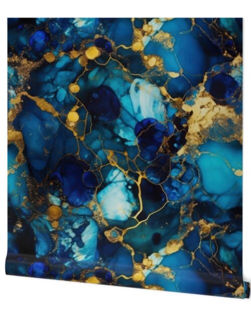 Gold and Blue Sapphire Alcohol Ink 1 Wallpaper