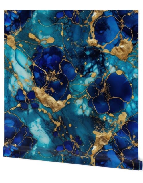 Gold and Blue Sapphire Alcohol Ink 2 Wallpaper