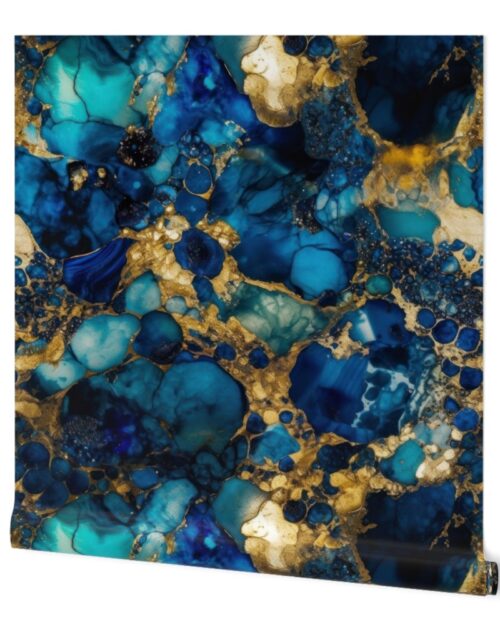 Gold and Blue Sapphire Alcohol Ink 3 Wallpaper