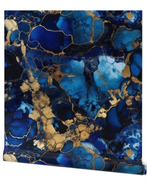 Gold and Blue Sapphire Alcohol Ink 4 Wallpaper