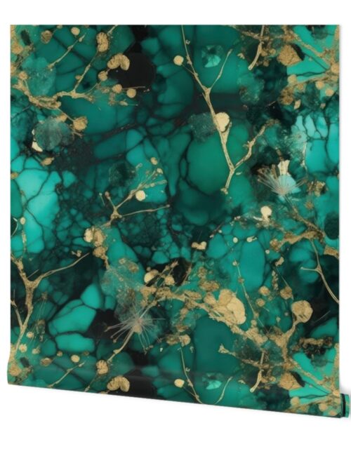 Emerald and Gold Alcohol Ink 1 Wallpaper