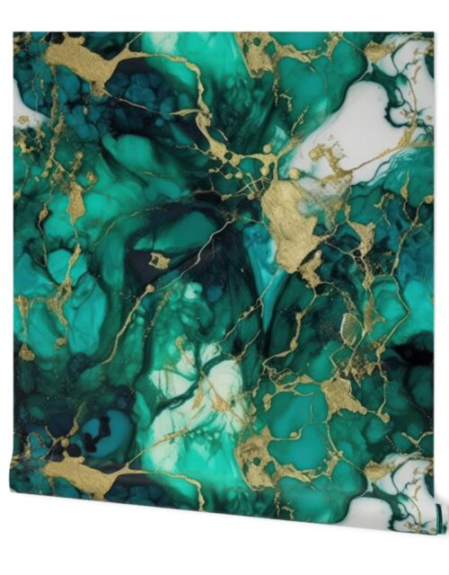 Emerald and Gold Alcohol Ink 2 Wallpaper