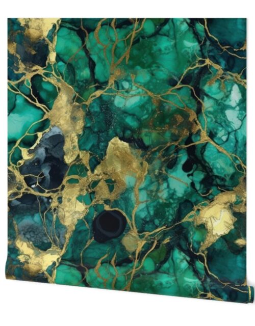 Emerald and Gold Alcohol Ink 3 Wallpaper