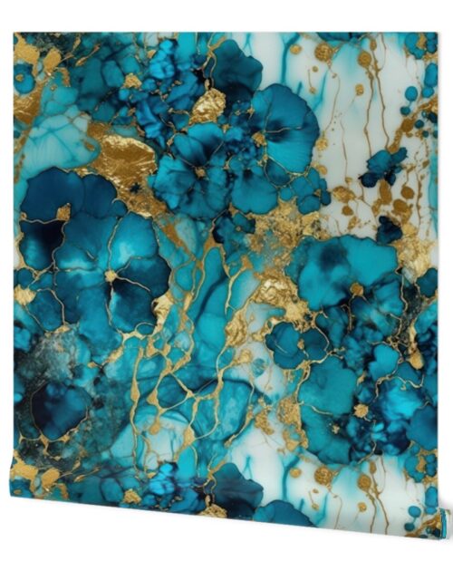 Turquoise and Gold Alcohol Ink 4 Wallpaper