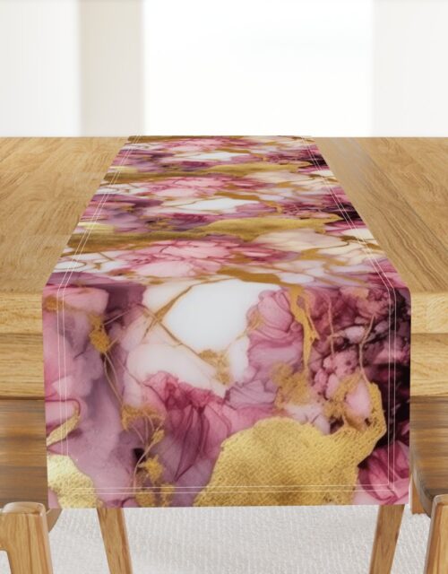 Rose Quartz and Gold Alcohol Ink 1 Table Runner
