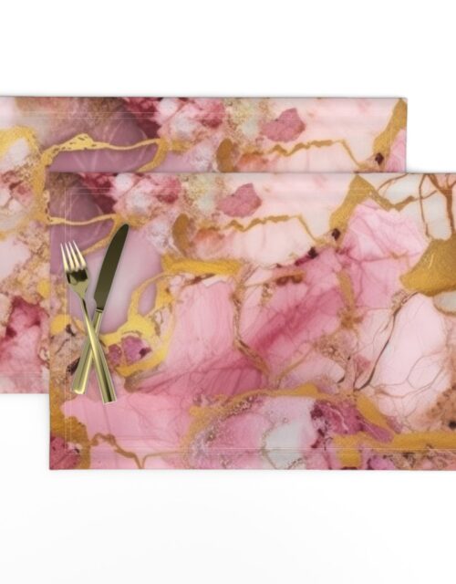 Rose Quartz and Gold Alcohol Ink 4 Placemats