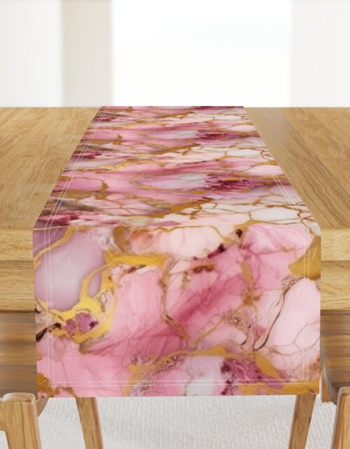 Rose Quartz and Gold Alcohol Ink 4 Table Runner