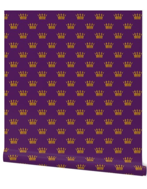 Small 2 Inch Gold Crowns on Royal Purple Wallpaper