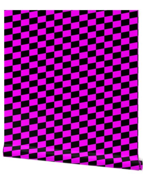 Small Pink and Black Racing Check/Flag Pattern Wallpaper
