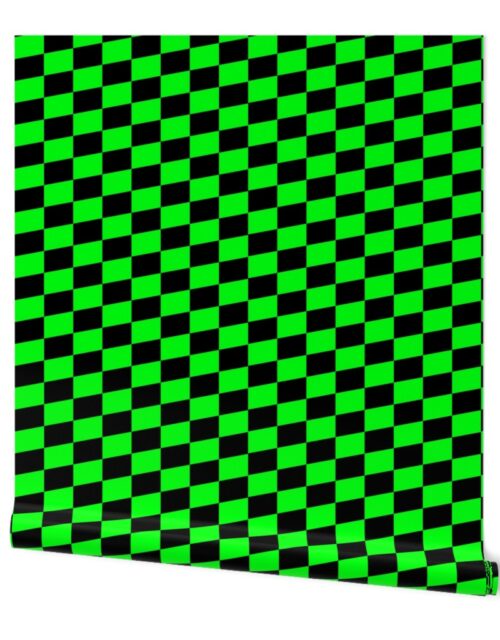 Small Green and Black Racing Check/Flag Pattern Wallpaper