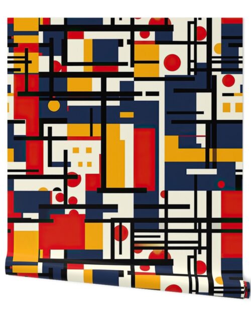 Classic De Stijl Geometric Primary Color Pattern Wallpaper